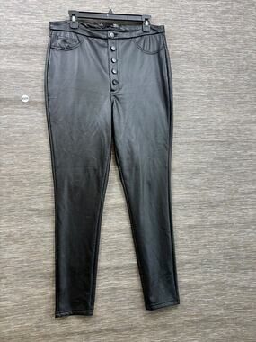 BBJ Faux Leather Jegging Pants Womens Sz XL Black Skinny High Rise Fleece Lined